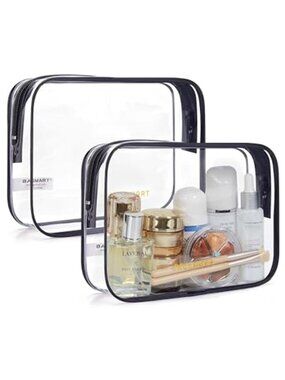 Clear Toiletry Bag 2-Pack TSA Approved Water-Repellent, Black